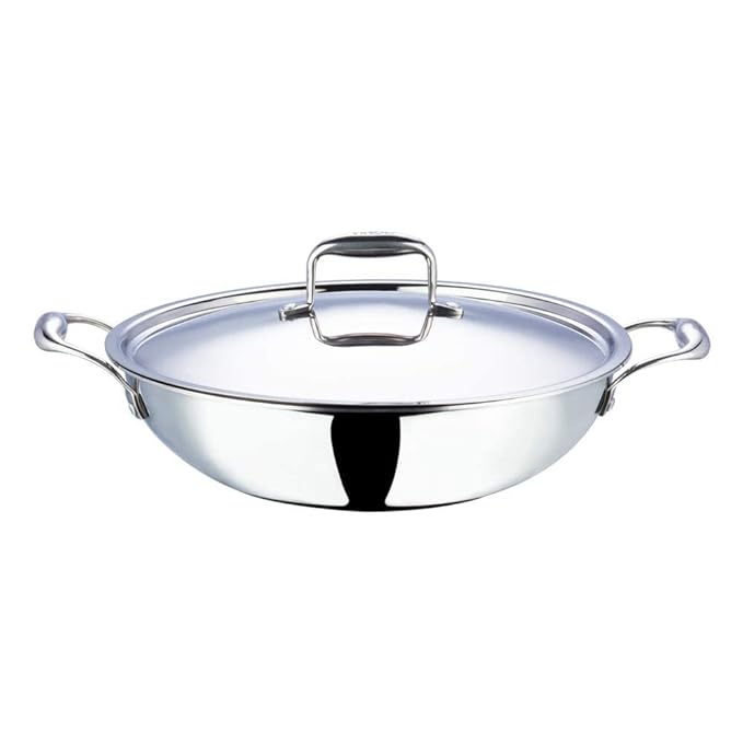 Triply Stainless Steel Kadai with lid 4.5 L (30 cm Dia)