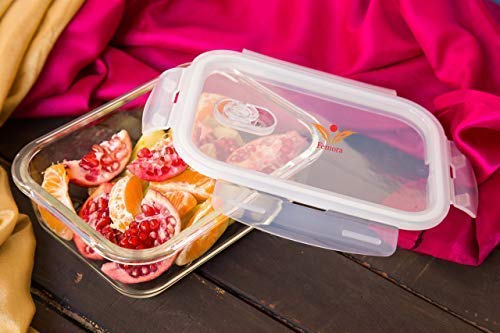 Borosilicate Glass Containers for Kitchen, Storage Box for Kitchen With Air Vent Lid - Design 2