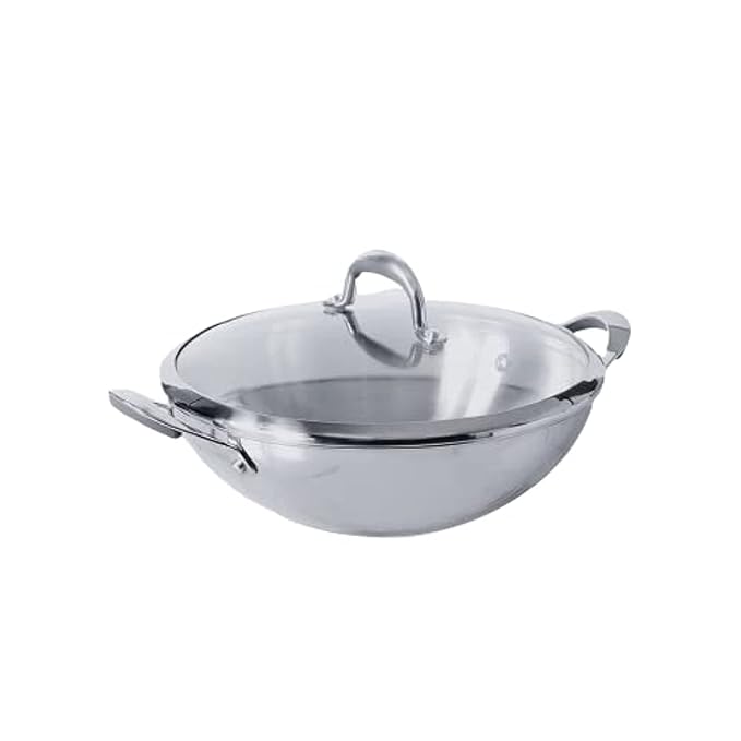 Select Nickel Free Stainless Steel Kadai with Glass Lid 26 cm/ 3.25 L Silver