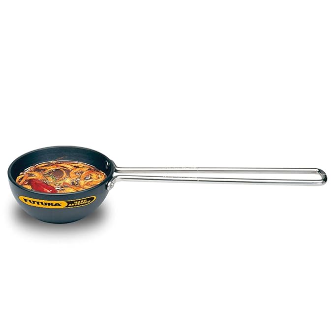 1 Cup Tadka Hard Anodised Spice Heating Pan, 240 ml Black Aluminium