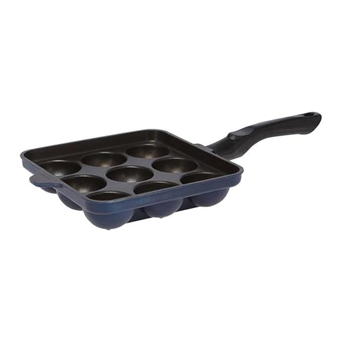 Aluminium Non Stick Kuzhi Paniyaram Pan, 9 Cups, 17.5 cm, Paniyarakal, Appe Pan, Appam Patra, 3 mm Thick