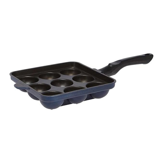 Aluminium Non Stick Kuzhi Paniyaram Pan, 9 Cups, 17.5 cm, Paniyarakal, Appe Pan, Appam Patra, 3 mm Thick