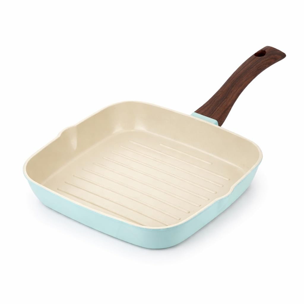 Square Grill Pan Ceramic Non-Stick Induction Friendly Ceragreen