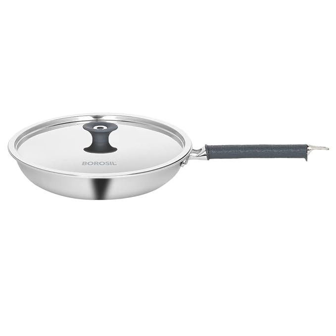 Tri-ply Stainless Fry Pan With Lid, Induction Friendly, 1.3 L, 20 cm