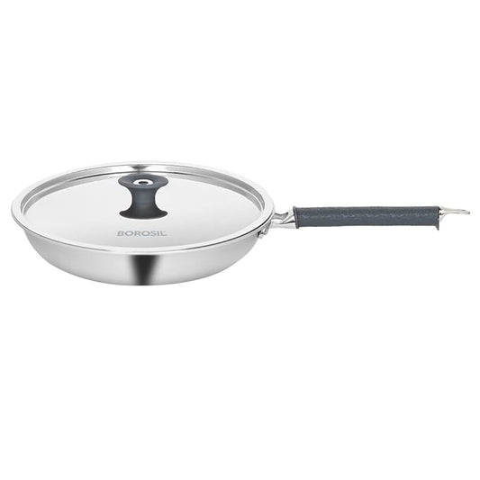 Tri-ply Stainless Fry Pan With Lid, Induction Friendly, 1.3 L, 20 cm