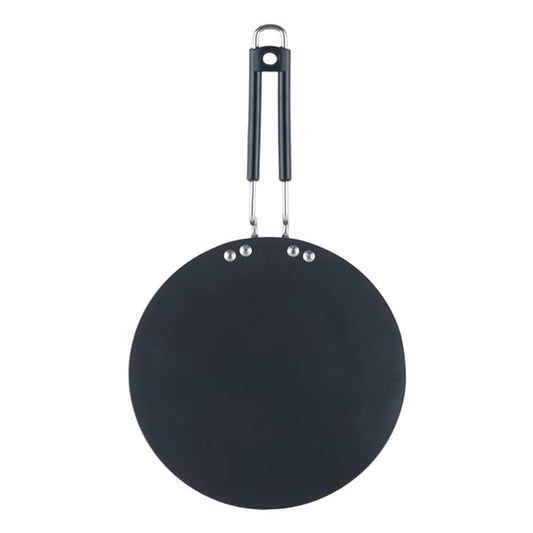 Hard Anodised Tawa - 25 cm, 4.25 mm Thickness, Metal Spoon Friendly, Riveted Sturdy Handle