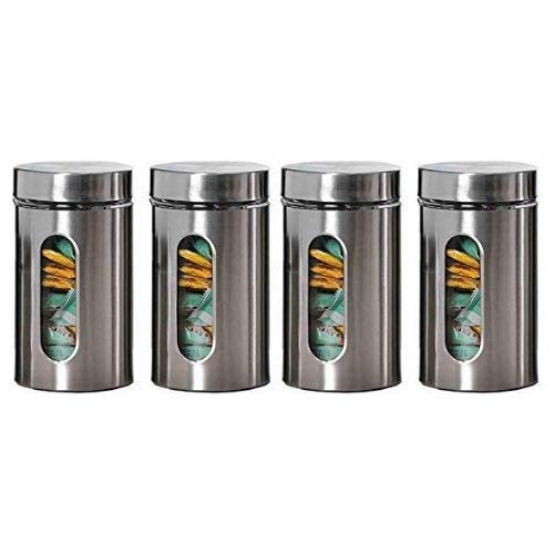 Glass Window Jars for Kitchen Storage Kitchen Storage Jars With Glass Window, 1000 ml, Set of 4