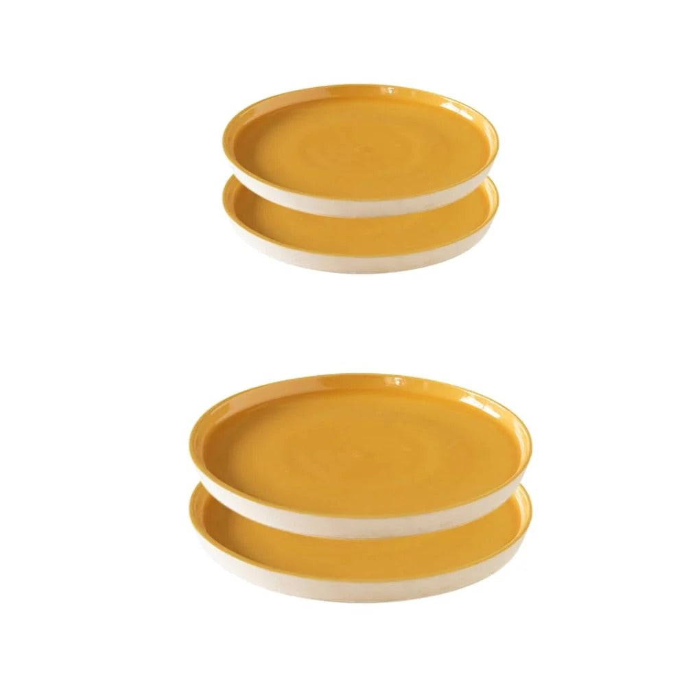 Ceramic Dinner and Side Plate Combo Set of 4 2 of Each Dishwasher Safe
