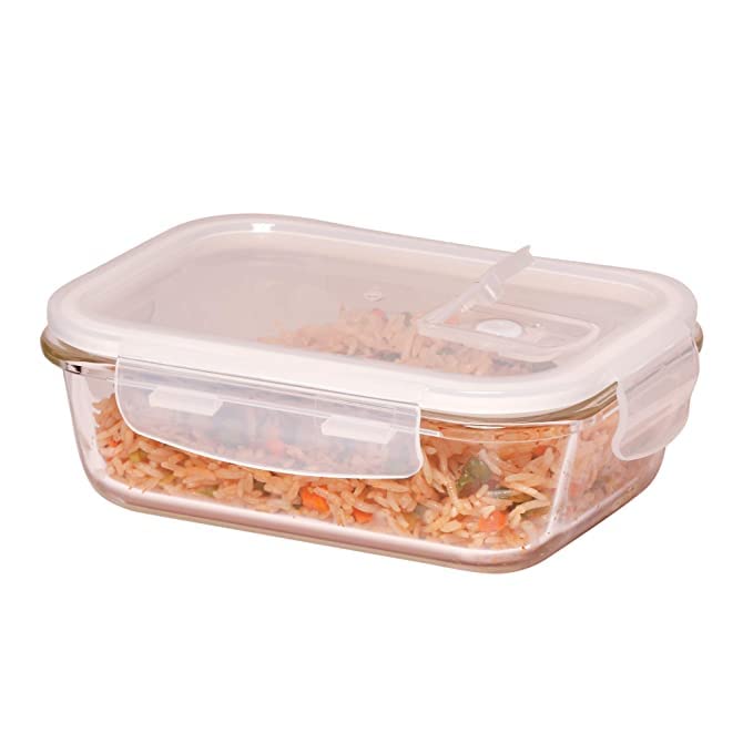 Borosilicate Glass Containers for Kitchen, Storage Box for Kitchen With Air Vent Lid, Pack of 1, 1000 ml