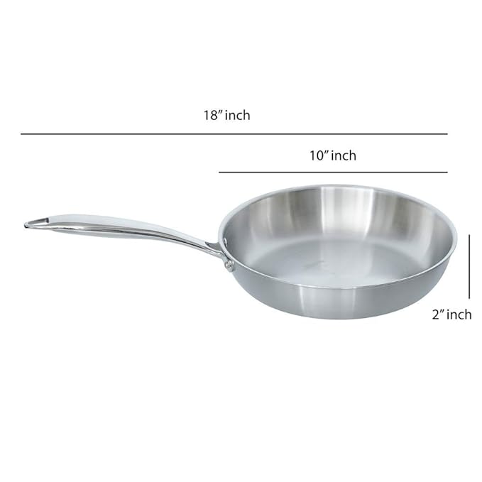 Femora Tri-ply Frying Pan 24 Cm Capacity 1.8 L Without Lid | Healthy Cooking | Induction Safe | Stain Resistant | Zero C