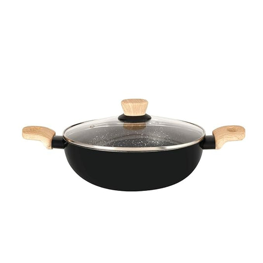Plus Aura 5-layer Non-stick 22 cm Kadai With Glass Lid, 2.9 L Kadhai