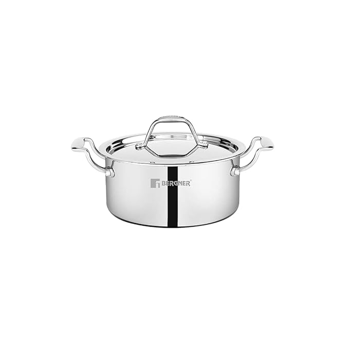 Argent Triply Stainless Steel 22 cm Casserole With Stainless Steel Lid, 4.1 L