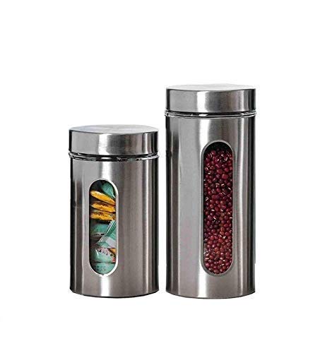 Glass Window Jar for Kitchen Storage Kitchen Storage Jars With Glass Window, 1000 ml, 1300 ml, Set of 2