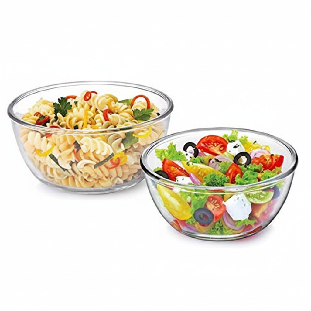 Toughened Glass Mixing Bowl Set Without Lid Set of 2 (500 ml)