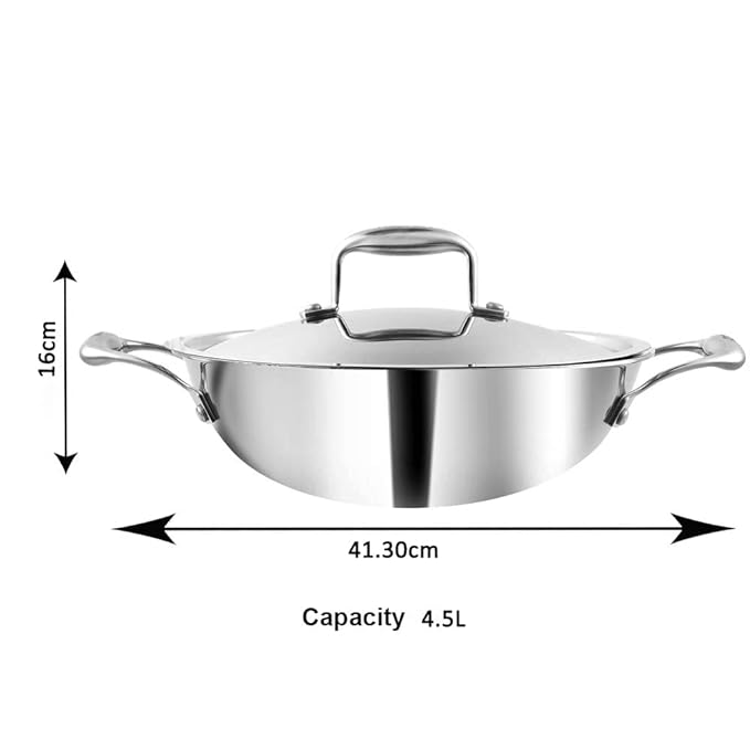 Triply Stainless Steel Kadai with lid 4.5 L (30 cm Dia)