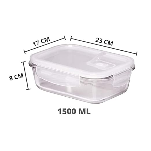 Borosilicate Glass Containers for Kitchen, Storage Box for Kitchen With Air Vent Lid, Set of 1, 1500 ml