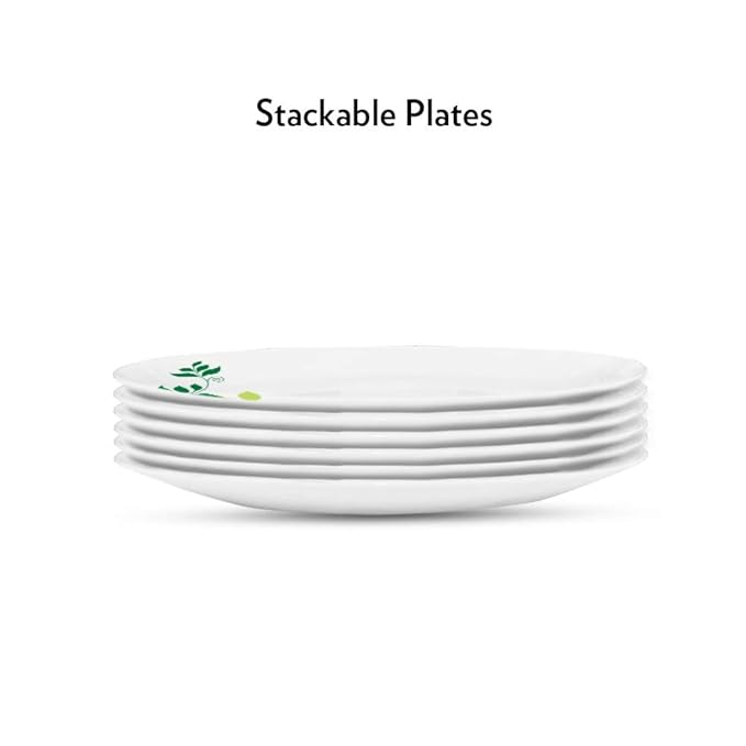 Opalware Full Plate, 11 inch, White, Set of 6 - Design 4