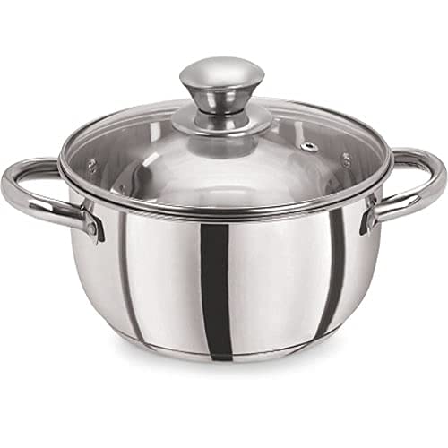 Stainless Steel Tri Ply Induction Base Cook n Serve Casserole with Glass Lid, 16 cm