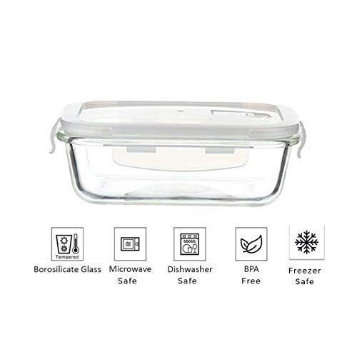 Borosilicate Glass Containers for Kitchen, Storage Box for Kitchen With Air Vent Lid, Set of 2 - 620 ml, 1000 ml