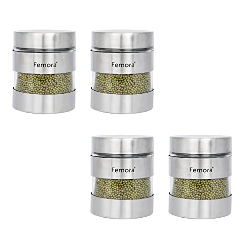 Metallic Clear Glass Kitchen Storage Jar, 700 ml, Set of 4