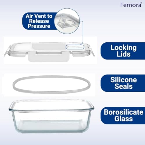 Borosilicate Glass Containers for Kitchen, Storage Box for Kitchen With Air Vent Lid