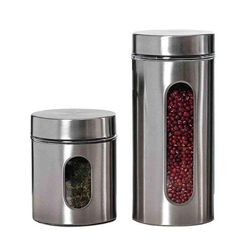 Glass Window Jar for Kitchen Storage Kitchen Storage Jars With Glass Window, 700 ml, 1000 ml, Set of 2