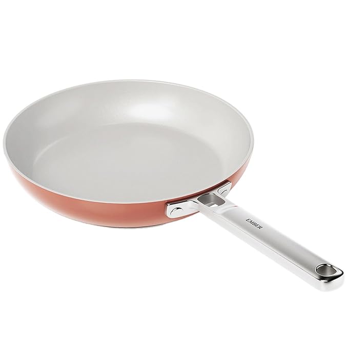 Ceramic Non-stick Frying Pan 24 cm Steel Handle, Terracotta