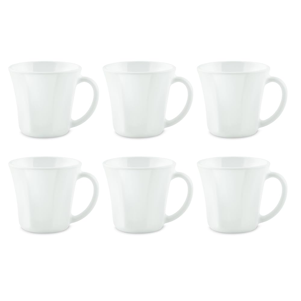 Octa Opalware Mug, Set of 6 Tea/coffee Mugs, 200 ml Each