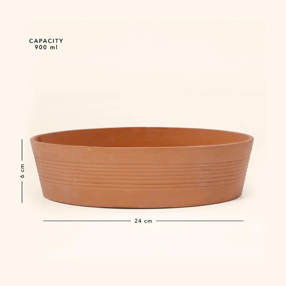 Terracotta Baking Dish 900 ml Microwave Oven Safe Red 24 cm