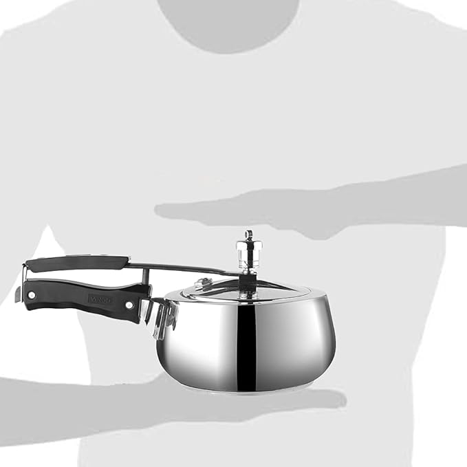Stainless Steel Inner Lid Pressure Cooker - 1.5 L, Handi Shape, Sandwich Bottom Cooker