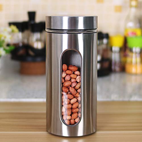 Glass Window Jar for Kitchen Storage Kitchen Storage Jars With Glass Window, 700 ml, 1000 ml, Set of 2