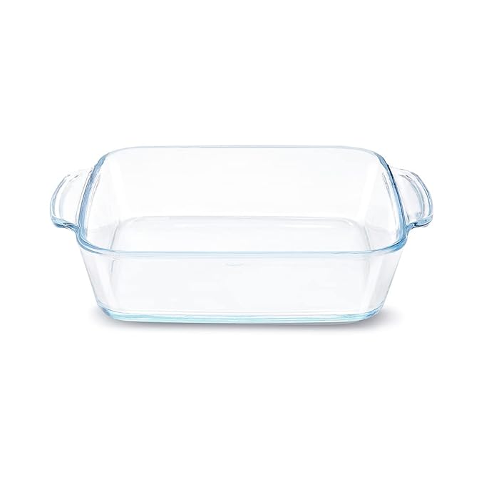 Glass Baking Dish, 1.6 L, Transparent, 1 Piece Square Dish With Handle