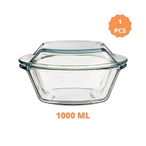 Borosilicate Serving Bowl, Glass Casserole Set, Glass Bowl With Lid, Microwave Safe Bowl Set, 1000 ml