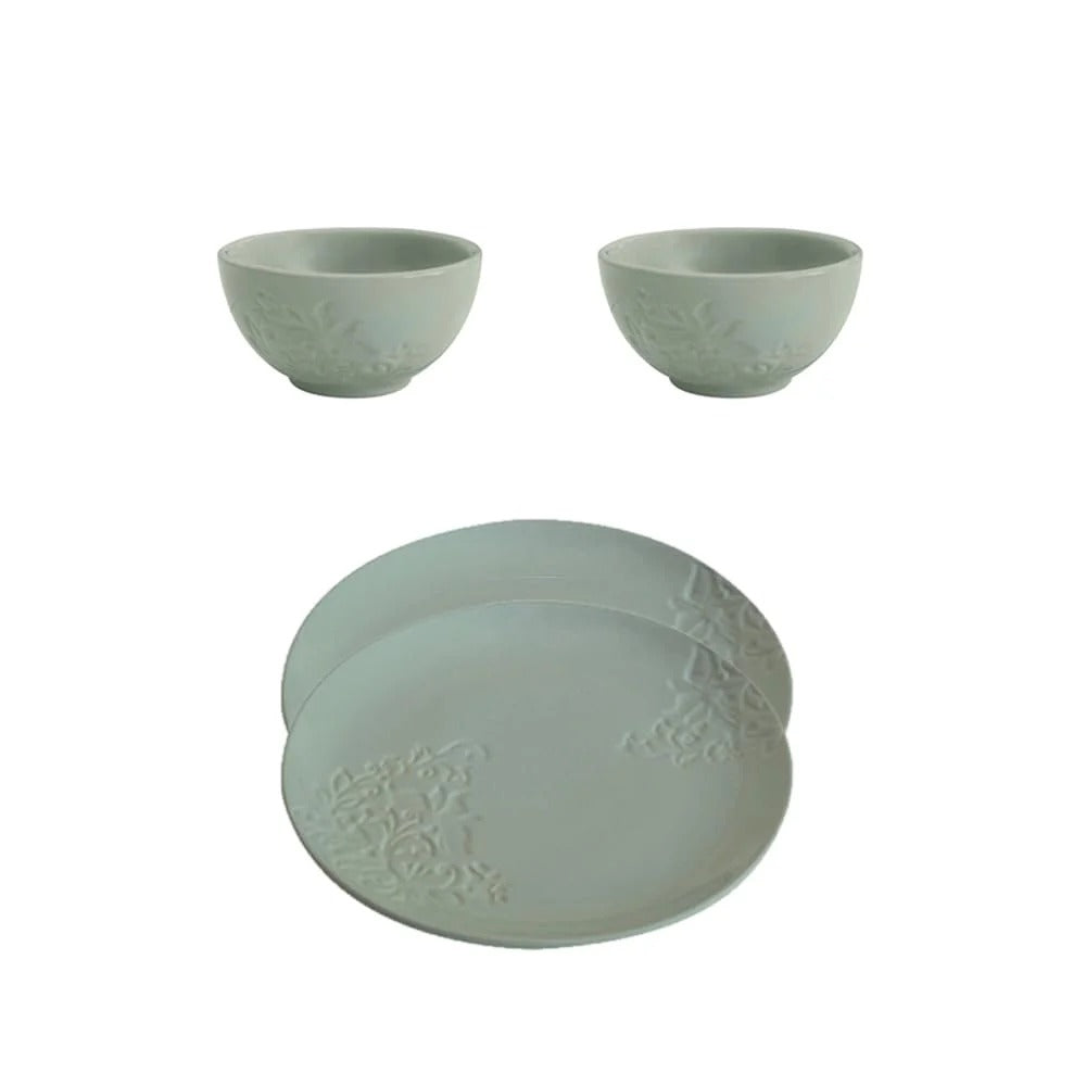 Dinner Plate and Bowl Combo Set of 4 2 of Each Dishwasher Safe Food Grade