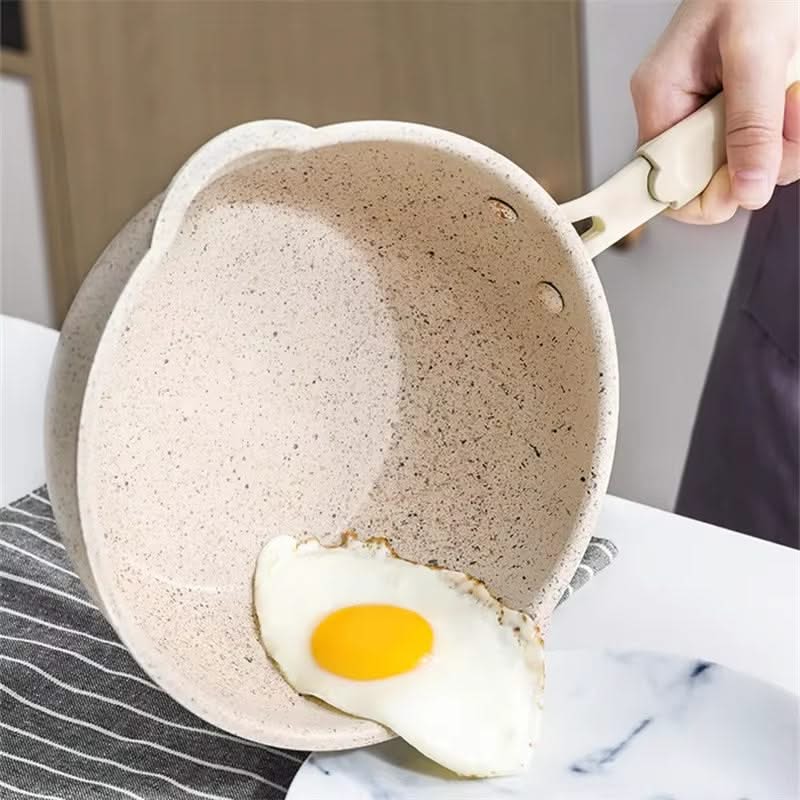 Non-Stick Deep Wok Frying Pan – 28cm Beige Aluminum, Durable for Gas and Induction Stoves, Perfect for Multiple Cooking Styles.