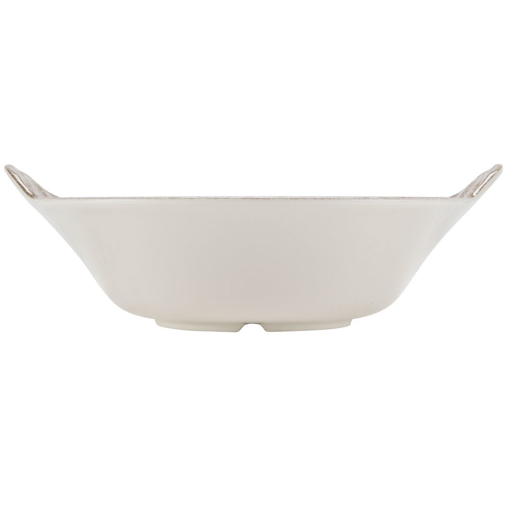 Round Melamine Bowl with Crackle-Finished Border with Side Handles