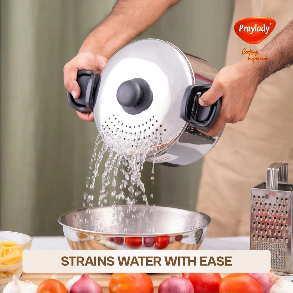Stainless Steel Strainer Pot without Glass Lid Induction Base