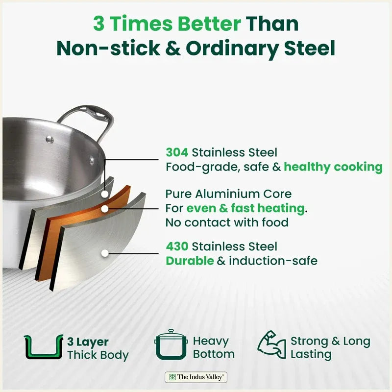 Triply Premium Stainless Steel Casserole Biryani Pot