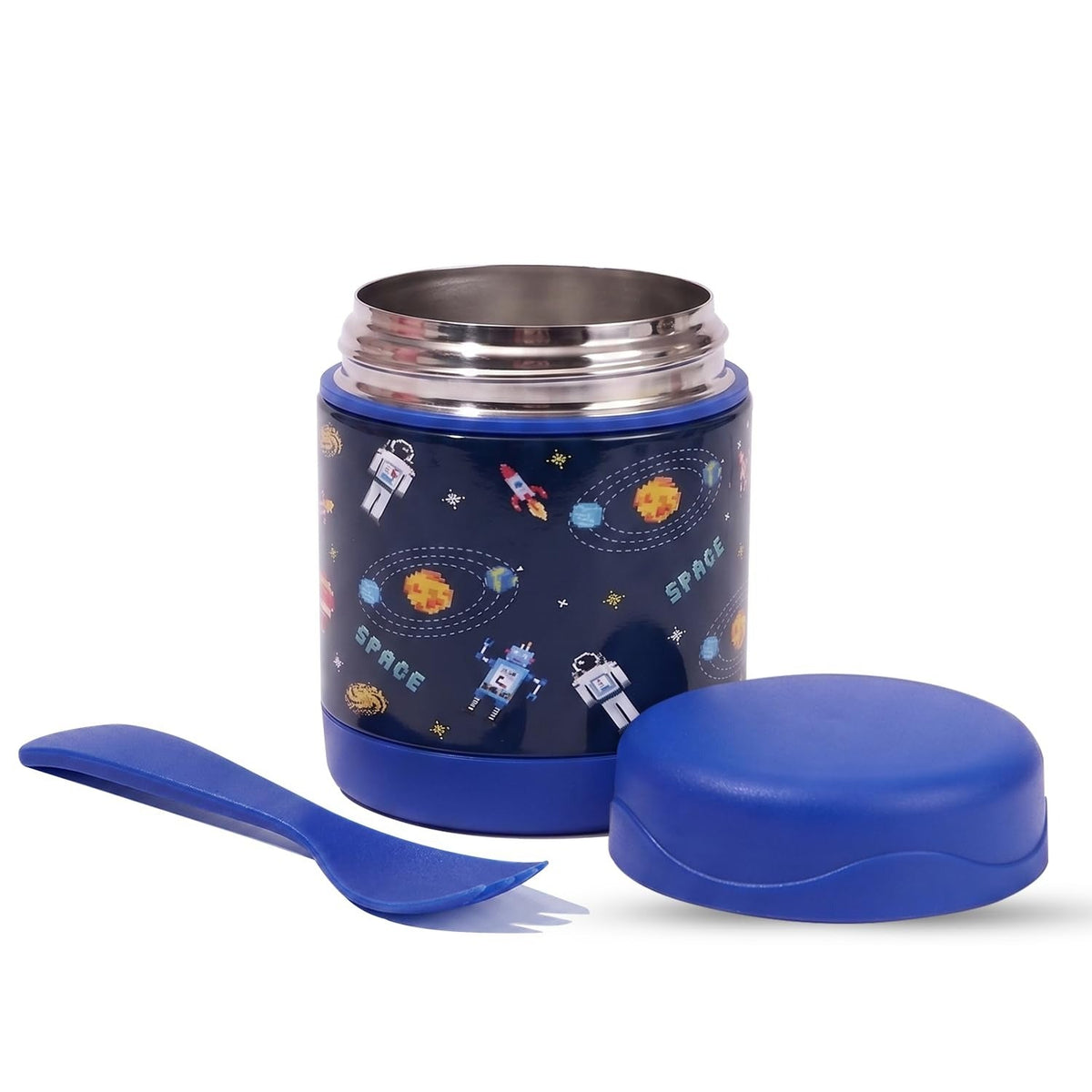 304 Stainless Steel Baby Feeding Bowl with Spoon - Blue Galaxy