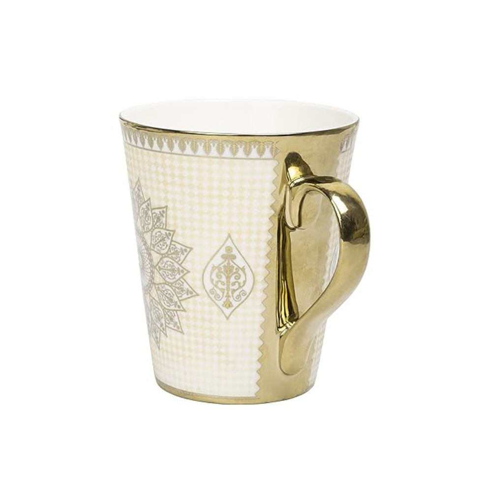 Ceramic Golden Satire Coffee Mug, Ceramic Tea Cup, Set of 1, 330 ml, Not Microwave Safe