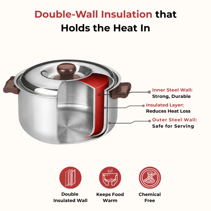 Stainless Steel Hot Casserole Insulated Serving
