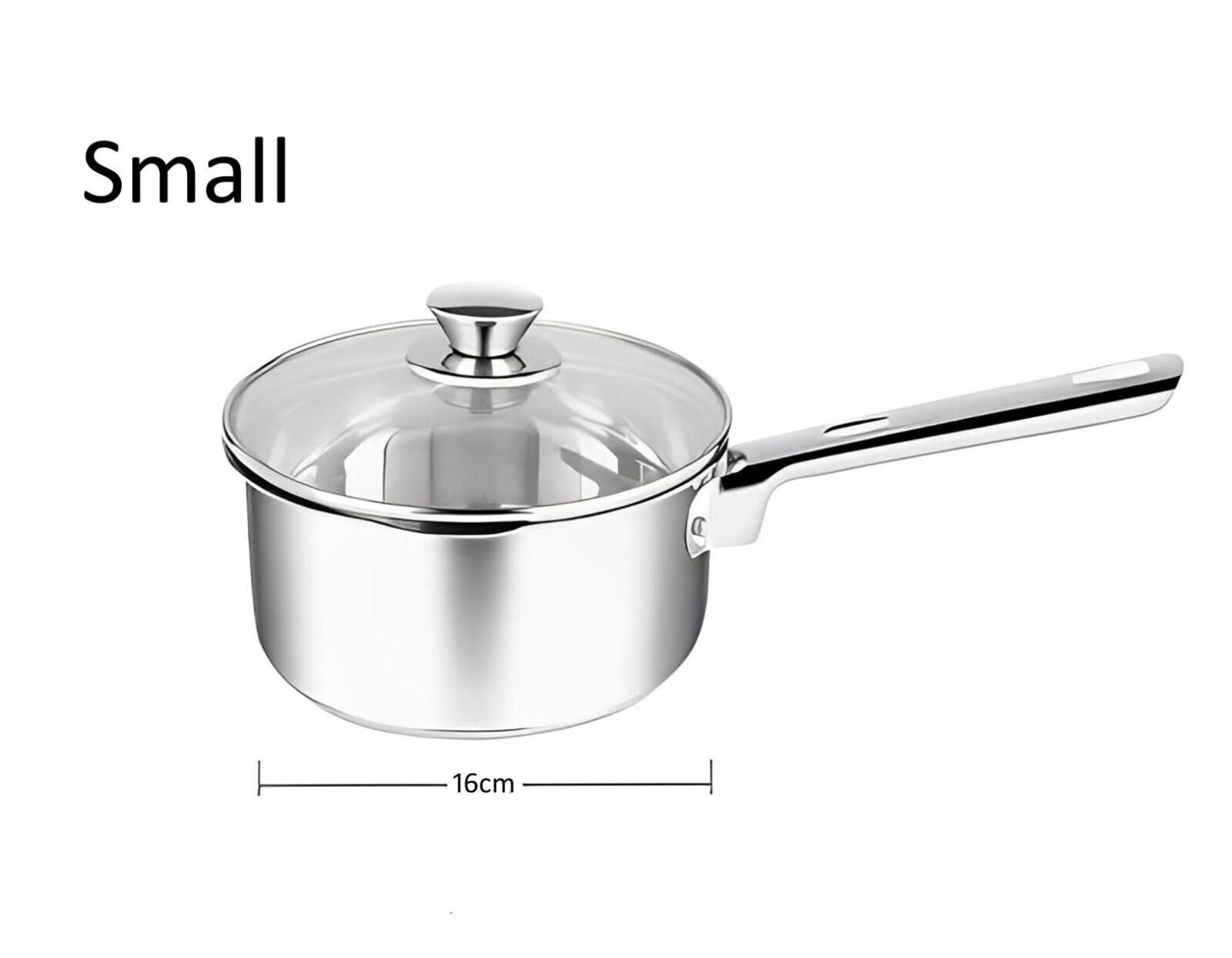3-Piece Stainless Steel Saucepan Set – Durable Saucepans with Glass Lids (16cm, 18cm, 20cm), Perfect for Cooking and Kitchen Tasks