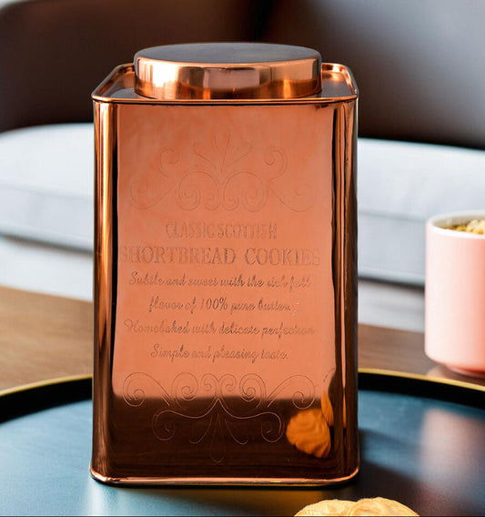 Square Copper Finish Cookies Canister