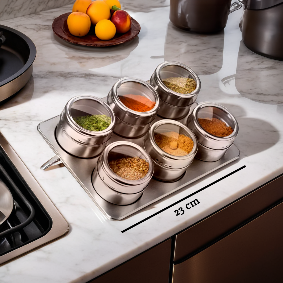 Magnetic Spice Jars with Oblong Tray