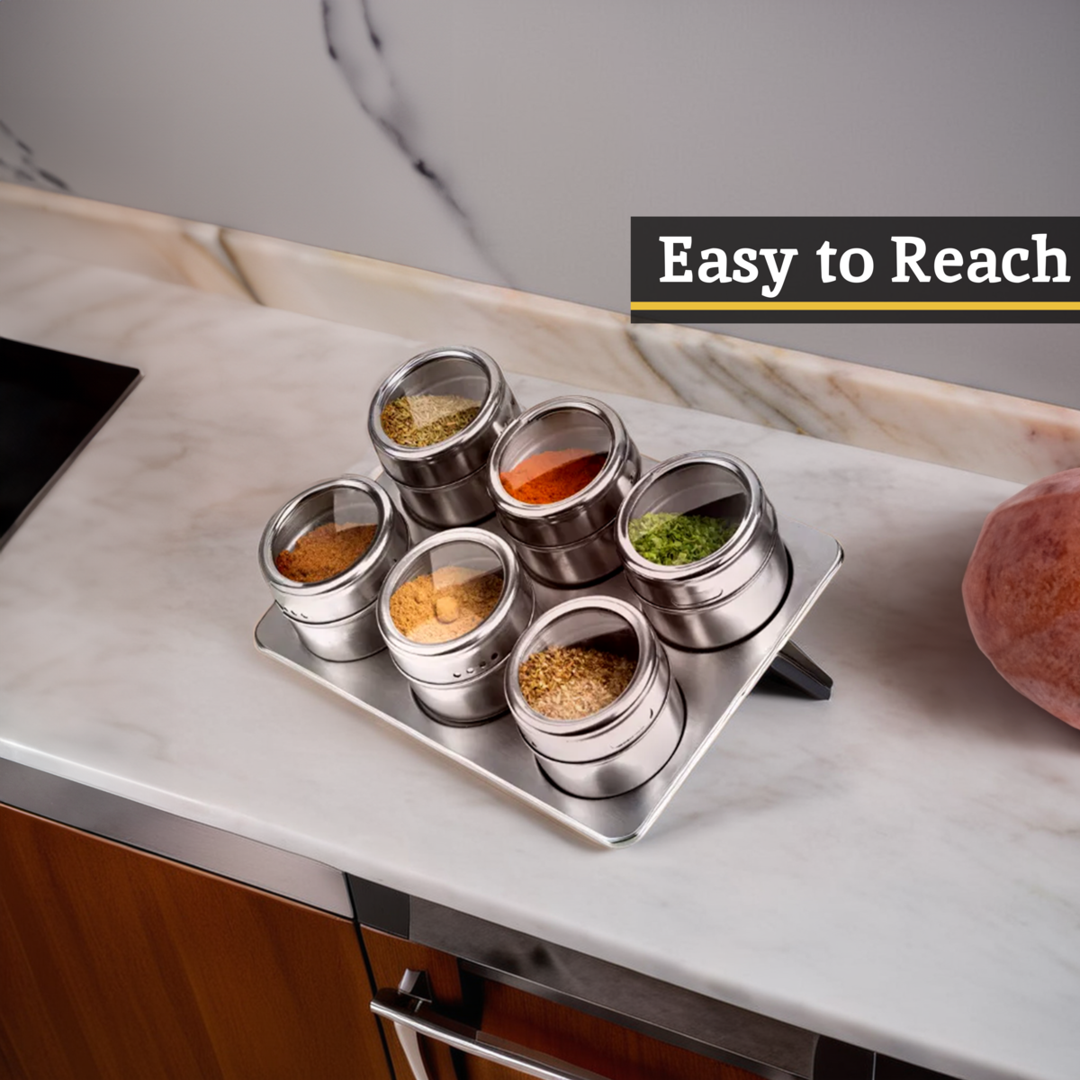Magnetic Spice Jars with Oblong Tray