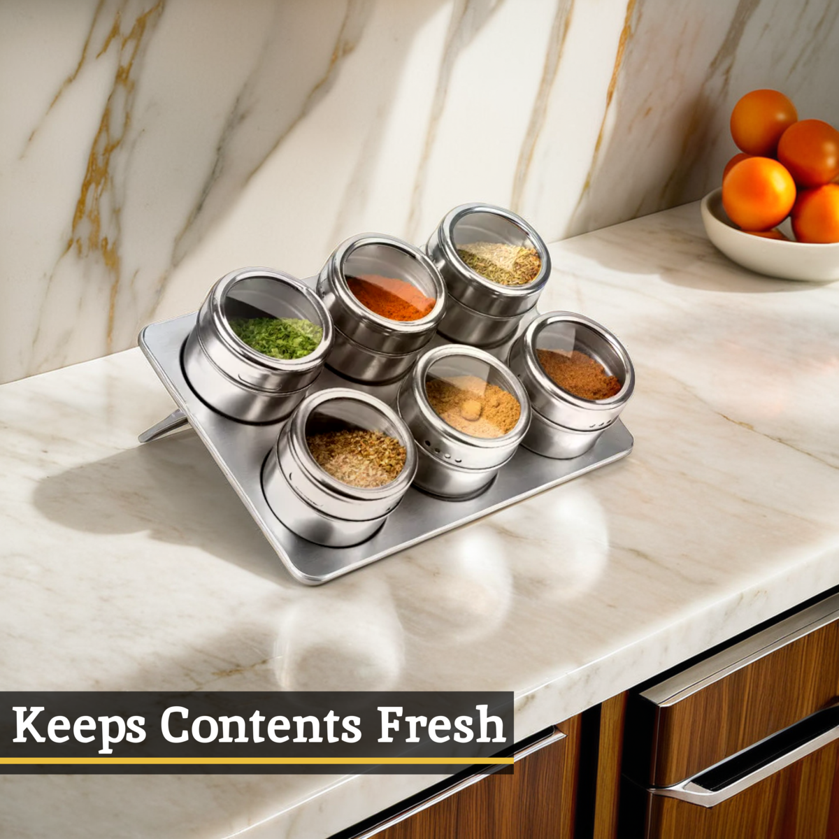 Magnetic Spice Jars with Oblong Tray