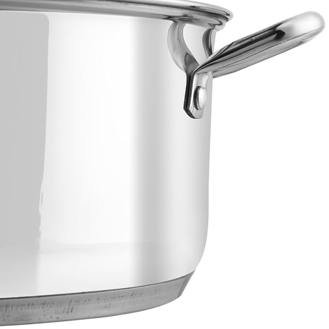 Stainless Steel Saucepot with Glass Lid - 3 L, 20 cm, Sandwich Bottom, Rivetted Handle