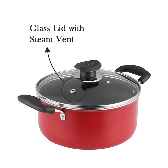 Aluminium Non Stick Saucepot with Glass Lid - 3.1 L, 20 cm, 3 mm Thick