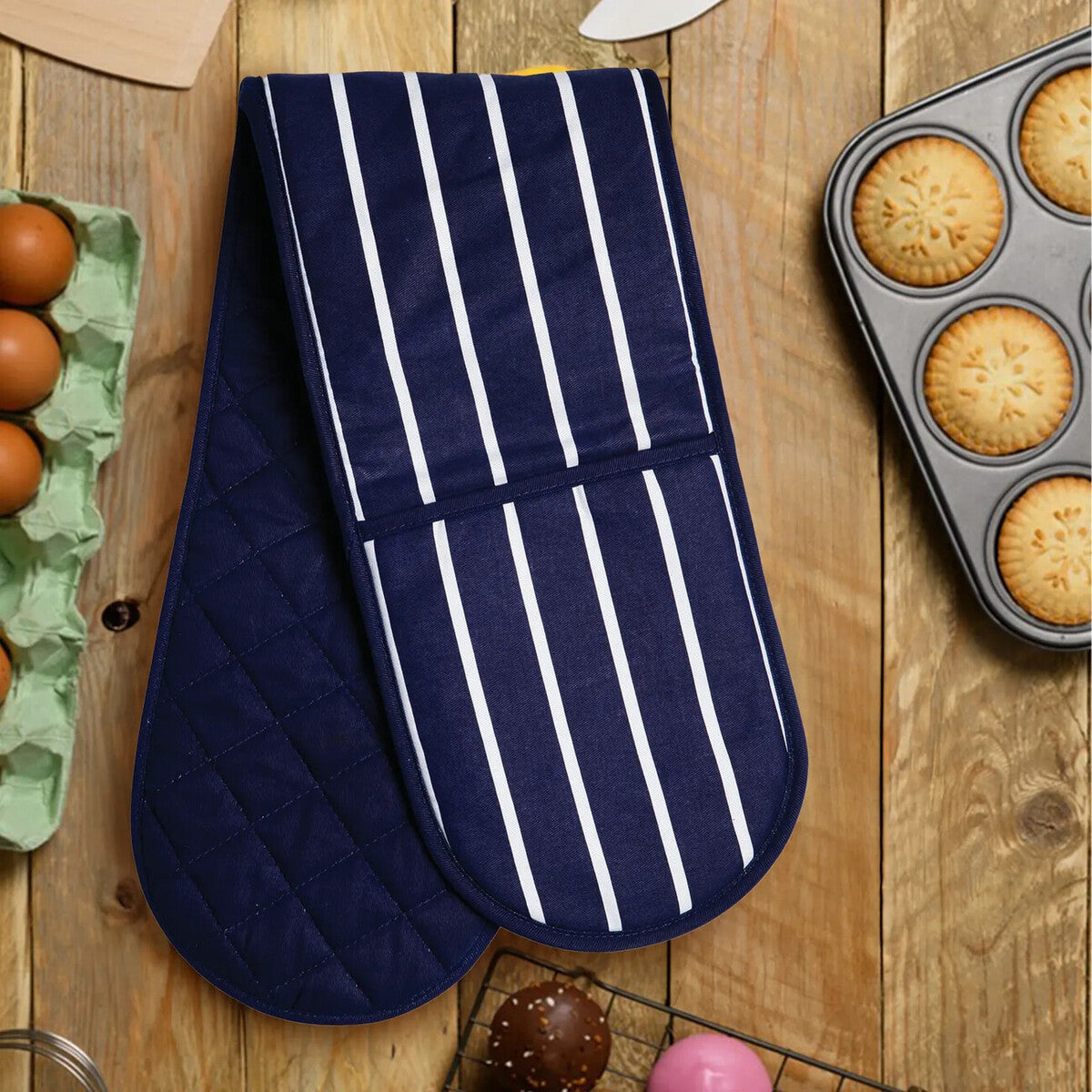 Navy and White Striped Double Oven Glove