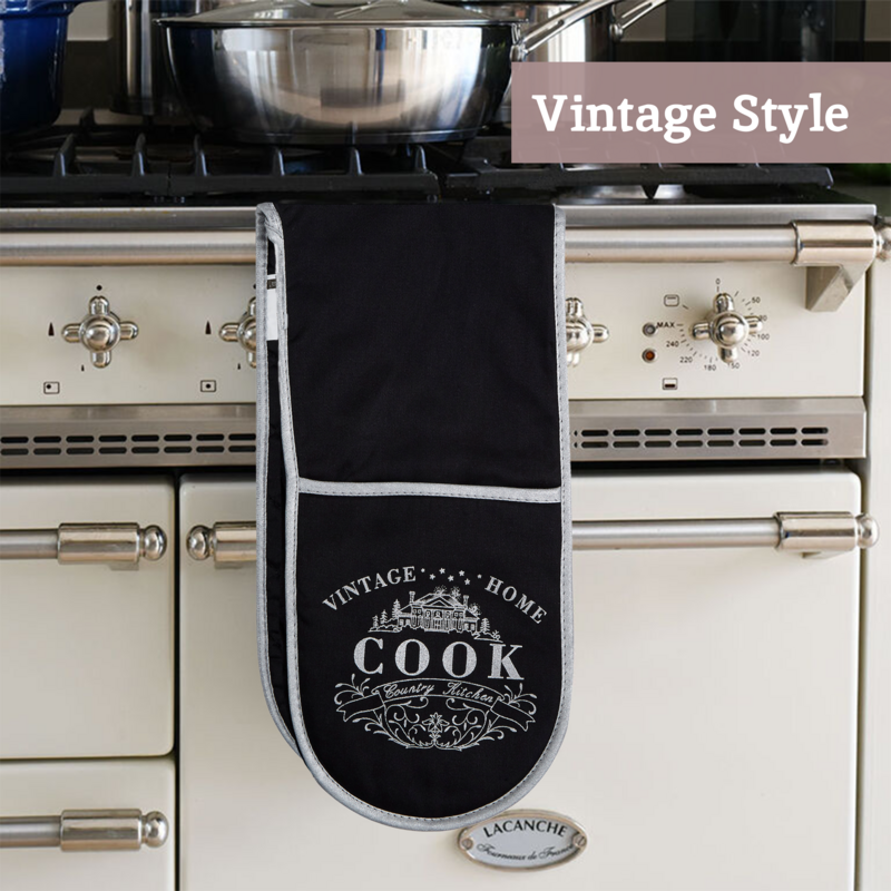 Black Cotton Double Oven Glove
